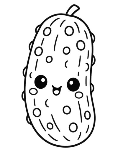 Kawaii pickle coloring page free printable