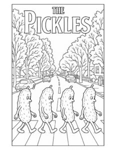 free printable pickle coloring page, funny coloring pages, band coloring pages