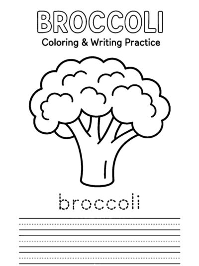 Broccoli coloring and writing free printable