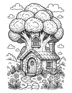 fantasy cottage coloring pages