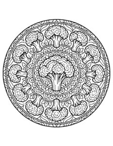 broccoli mandala coloring page
