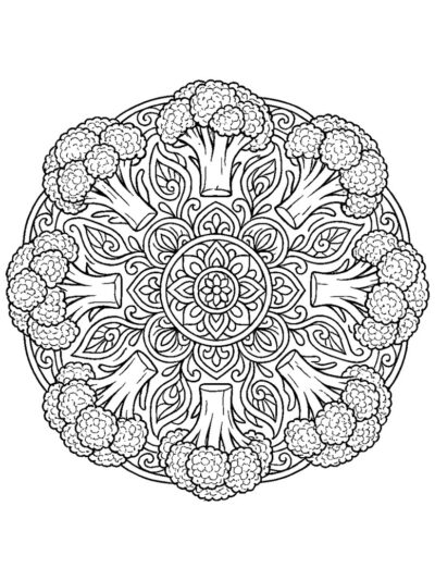 free mandala vegetable coloring page