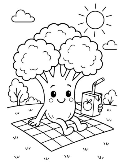 broccoli picnic coloring page free