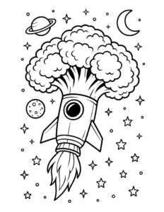 funny spaceship coloring page