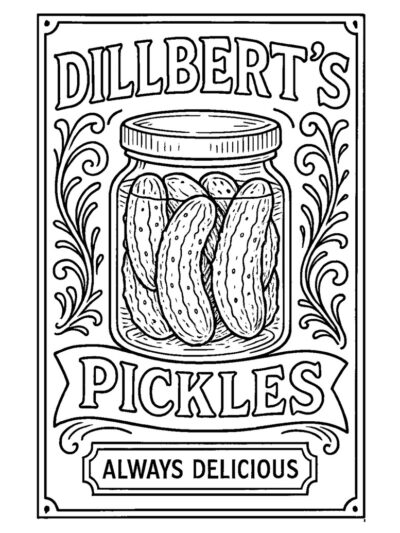 vintage pickle jar coloring page