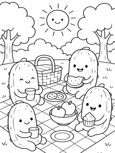 pickle family coloring, free Kawaii coloring page