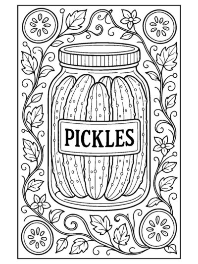 pickle jar coloring page, adult coloring pages