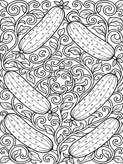 pickles on vine detailed coloring page for adults