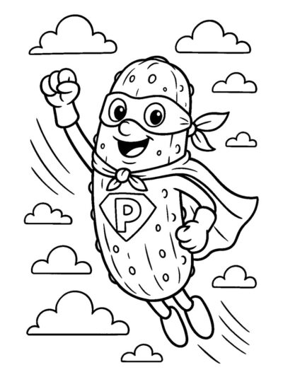pickle superhero coloring page