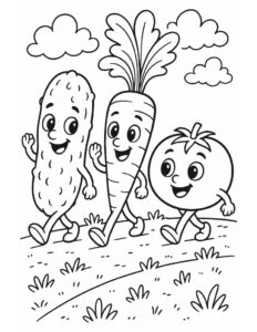 veggie friends walking