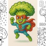 free broccoli coloring pages digital download pdf