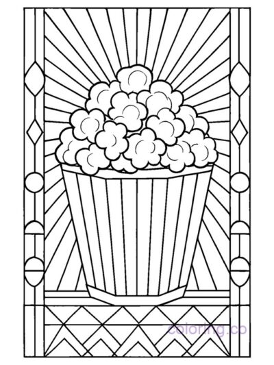 Art Deco Popcorn Coloring Page for Kids