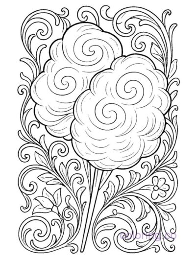 Art Nouveau Cotton Candy Coloring Page for Kids