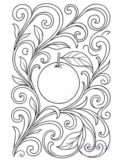 Art Nouveau Orange Coloring Page for Adults