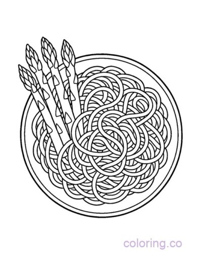 Fun Asparagus Pasta Coloring Page for Kids