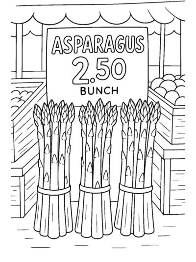 farmers market asparagus coloring page
