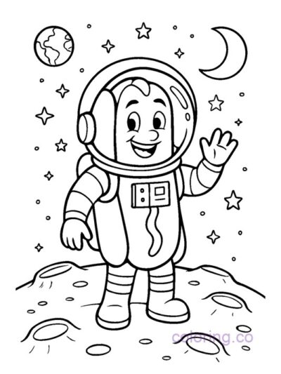 Astronaut Hotdog Coloring Page for Kids