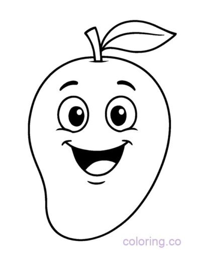 Charming Smiling Mango Coloring Page for Preschoolers