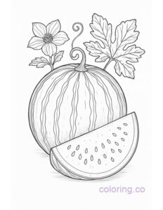 Intricate Botanical Watermelon Coloring Page