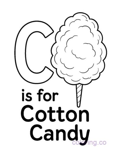 Fun "C is for Cotton Candy" Coloring Page for Kids