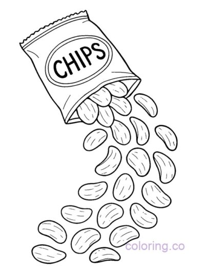 Fun Chips Spilling Coloring Page for Preschool Kids