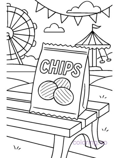 Fun Fair Chips Coloring Page for Kids