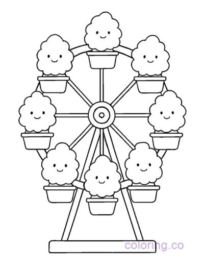 Cute Cotton Candy Ferris Wheel Coloring Page