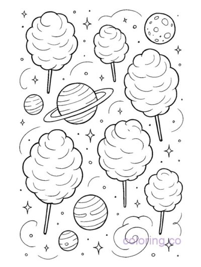 Cotton Candy Galaxy Coloring Page