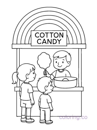 Sweet Cotton Candy Rainbow Coloring Page