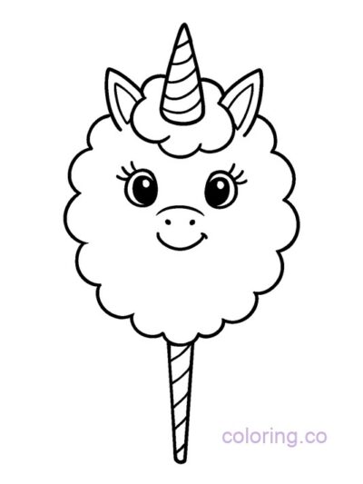 Cotton Candy Unicorn Coloring Page