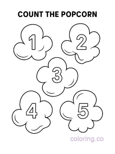 Fun Popcorn Counting Coloring Page for Kids