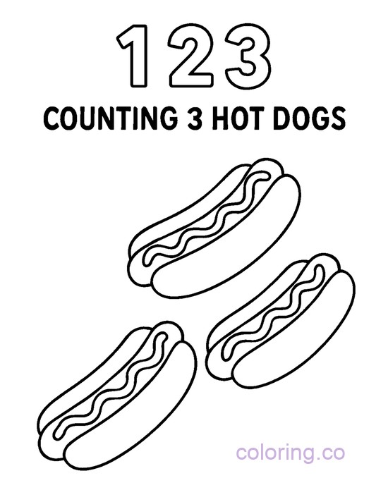 counting hot dogs to 3