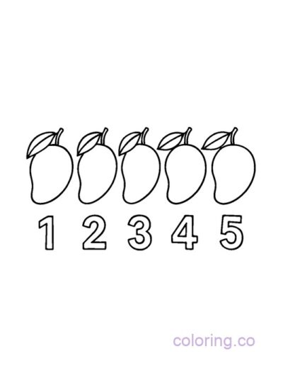 Counting Mangoes Preschool Coloring Page