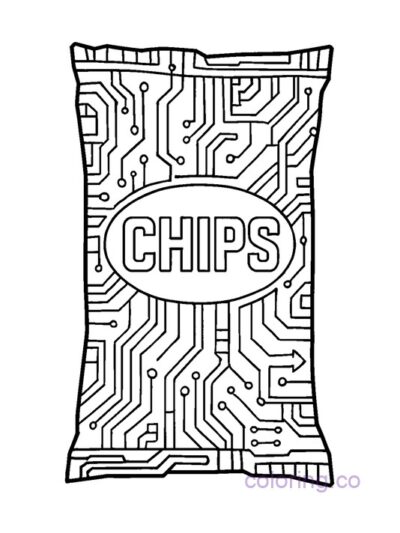 Cyberpunk Chip Carton Coloring Page for Teens
