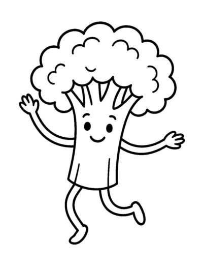 dancing broccoli coloring page