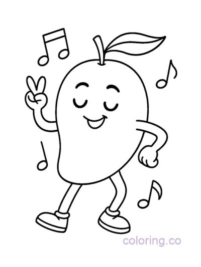 Fun Dancing Mango Coloring Page for Kids