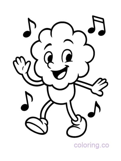 Fun Dancing Popcorn Coloring Page for Kids