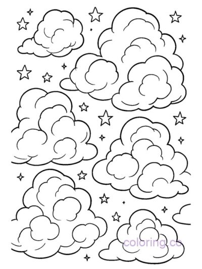 Charming Dreamy Clouds Coloring Page for Kids