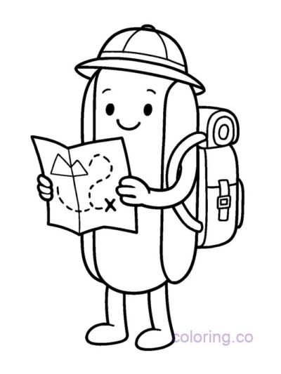 Explorer Hotdog Coloring Page for Kids