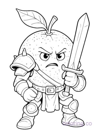 Fantasy Orange Warrior Coloring Page for Teens