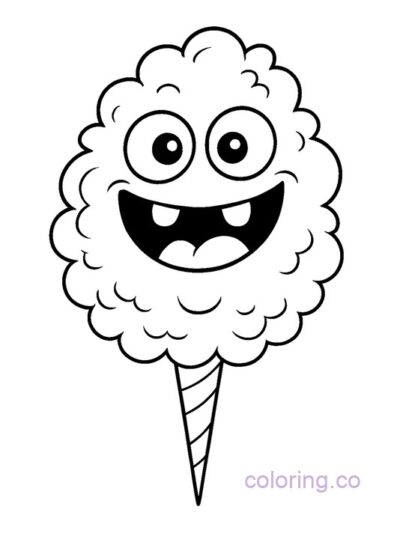 Cute Cotton Candy Monster Coloring Page
