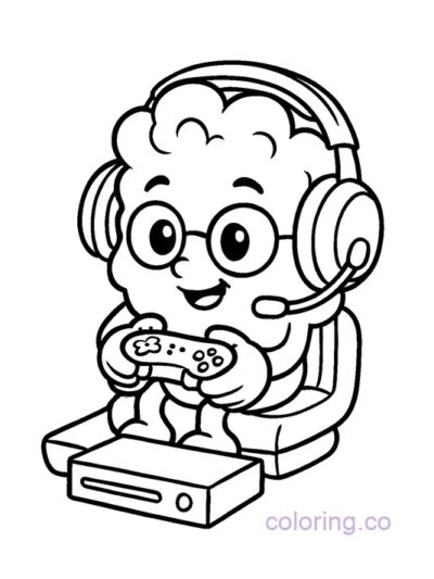 Gamer Popcorn Coloring Page for Kids