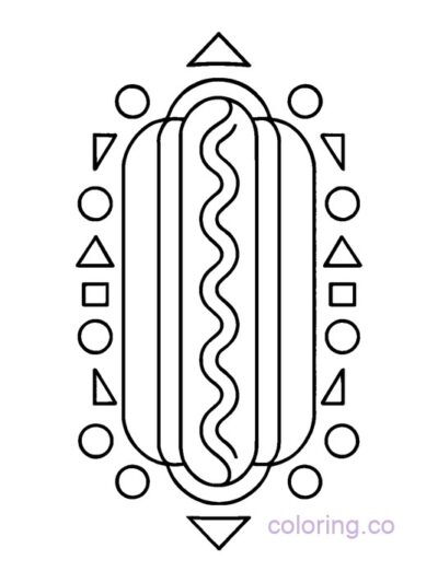 Intricate Geometric Hotdog Coloring Page for Adults