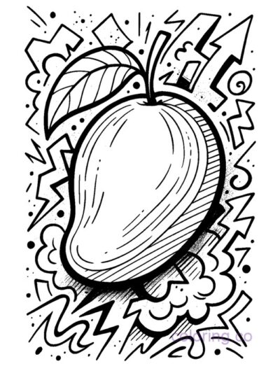 graffiti style mango coloring page