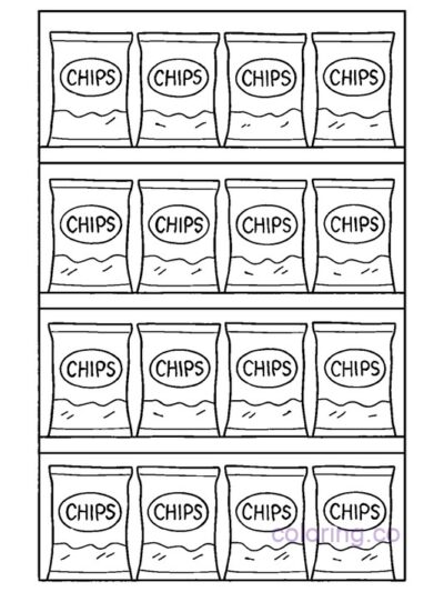 Fun Grocery Store Chips Coloring Page for Kids
