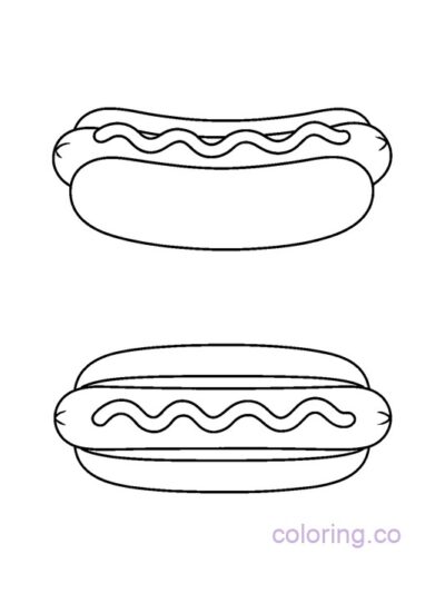 Cute Hotdog Coloring Page for Preschoolers