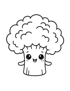 broccoli kawaii coloring page, easy kawaii coloring pages
