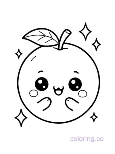 Kawaii Orange Coloring Page for Kids
