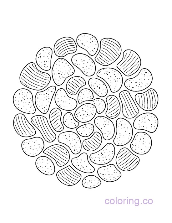 Fun Mandala Chip Pattern Coloring Page for Kids