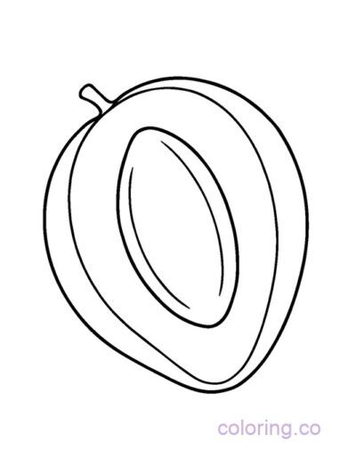 mango cut in half easy coloring page